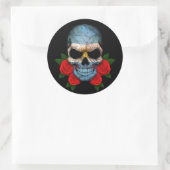 Sticker Rond Drapeau argentin avec des roses rouges (Sac)