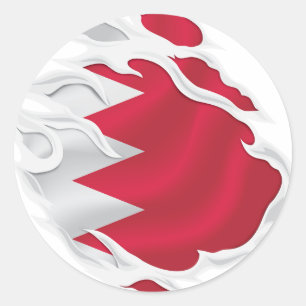 Sticker Rond Drapeau arraché à Bahreïn