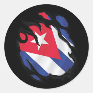 Sticker Rond Drapeau arraché à Cuba