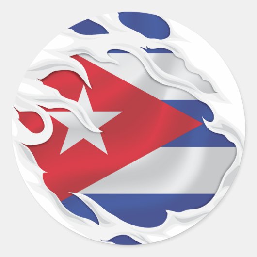 Sticker Rond Drapeau arraché à Cuba (Devant)