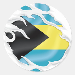 Sticker Rond Drapeau arraché aux Bahamas