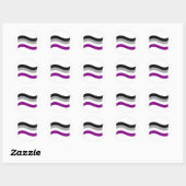 STICKER ROND DRAPEAU ASEXUÉ DRAPÉ (Feuille)