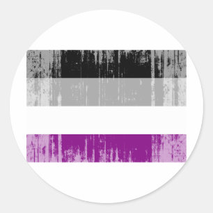 STICKER ROND DRAPEAU ASEXUÉ EN DETRESSE