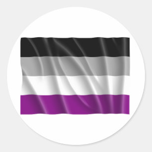 STICKER ROND DRAPEAU ASEXUÉ VOLANT