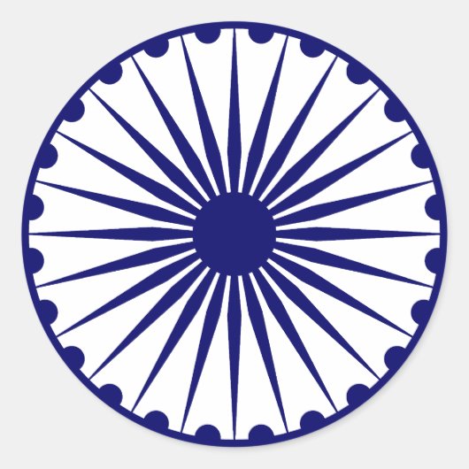 Sticker Rond Drapeau Ashoka Chakra, Inde (Devant)
