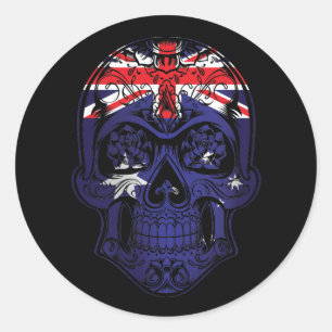 Sticker Rond Drapeau Australien Et Rose