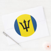 Sticker Rond Drapeau Barbade (Enveloppe)