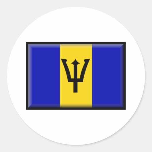 Sticker Rond Drapeau Barbade (Devant)