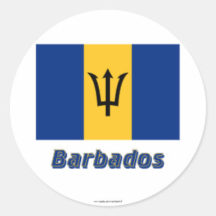 Sticker Rond Drapeau Barbade avec nom