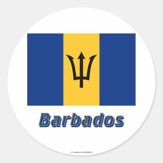 Sticker Rond Drapeau Barbade avec nom (Devant)