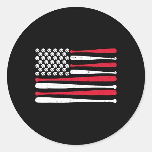 Sticker Rond Drapeau Baseball Usa Vintage Baseball (Devant)