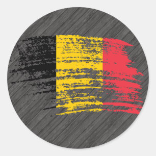 Sticker Rond Drapeau belge cool