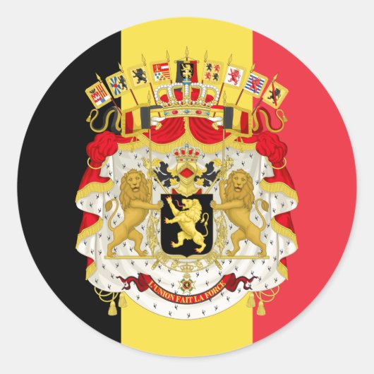 Sticker Rond Drapeau belge et armoiries, Drapeau de Belgique (Devant)