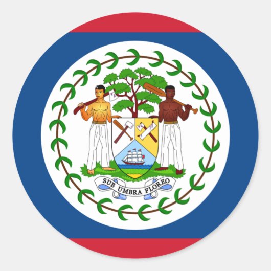 Sticker Rond Drapeau bélizien, Drapeau du Belize (Devant)