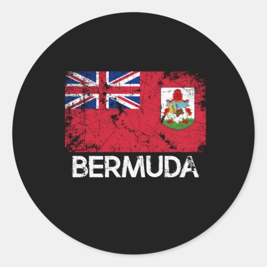 Sticker Rond Drapeau Bermudien Fabriqué Aux Bermudes (Devant)