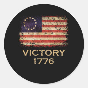 Sticker Rond Drapeau Betsy Ross Victoire américaine 1776 en dét