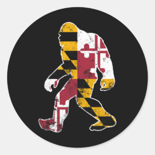 Sticker Rond Drapeau Bigfoot Maryland Sasquatch Hommes Femmes K