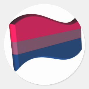 Sticker Rond Drapeau bisexuel onduleux de la fierté 3D