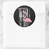 Sticker Rond Drapeau blanc américain Flamant rose rose (Sac)