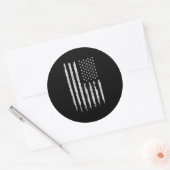 Sticker Rond Drapeau blanc américain Grunge (Enveloppe)
