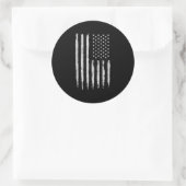 Sticker Rond Drapeau blanc américain Grunge (Sac)