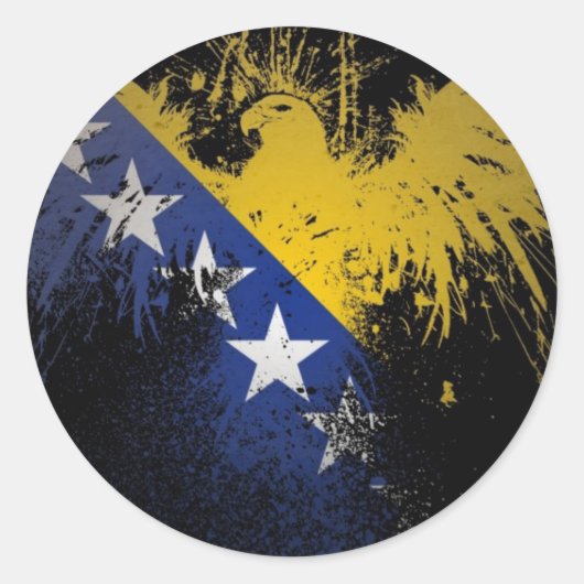 Sticker Rond Drapeau bosnien (Devant)