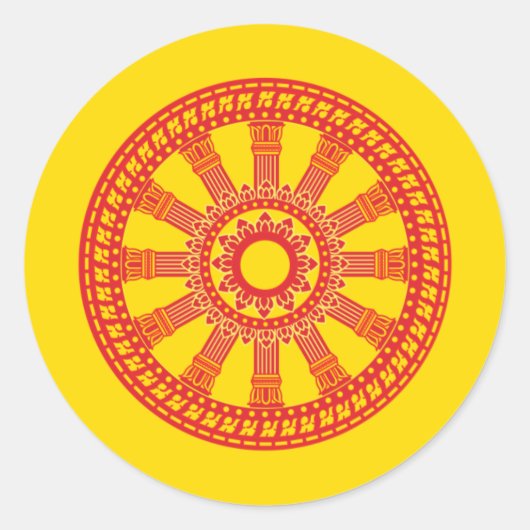 Sticker Rond Drapeau bouddhiste thaïlandais (Dharmacakra flag) (Devant)