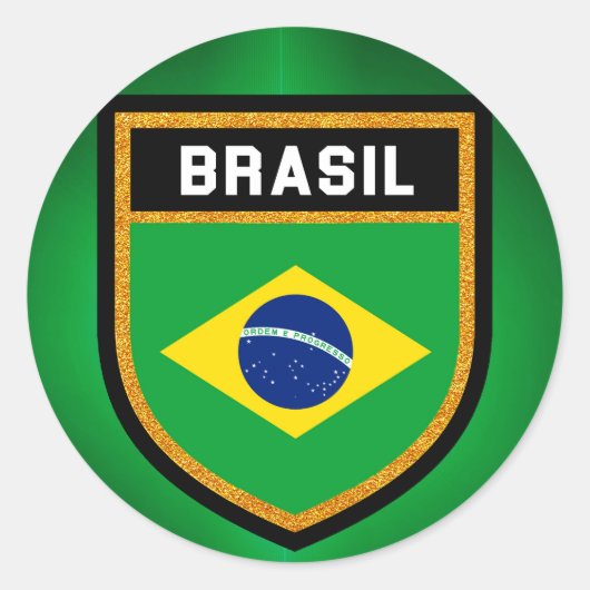 Sticker Rond Drapeau Brasil (Devant)