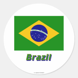 Sticker Rond Drapeau Brésil avec nom