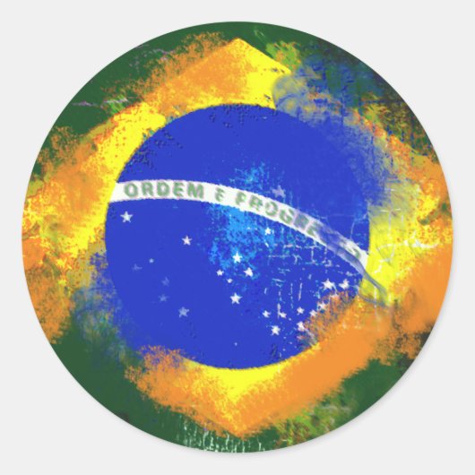 Sticker Rond Drapeau brésilien BR Brasil (Devant)