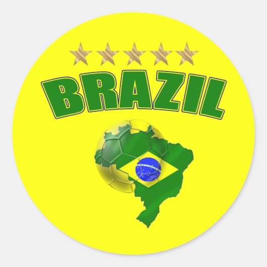 Sticker Rond Drapeau brésilien Brésil de la balle de soccer (Devant)