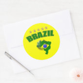 Sticker Rond Drapeau brésilien Brésil de la balle de soccer (Enveloppe)