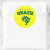 Sticker Rond Drapeau brésilien Brésil de la balle de soccer (Sac)