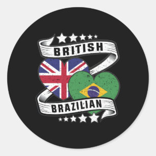 Sticker Rond Drapeau brésilien britannique moitié britannique m