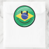 Sticker Rond Drapeau brésilien souriant (Sac)