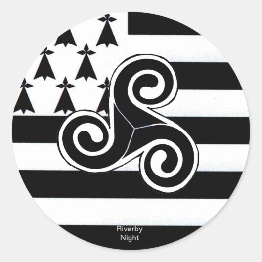 Sticker Rond Drapeau breton (breton) (Devant)