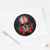 Sticker Rond Drapeau britannique avec des roses rouges (Enveloppe)