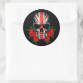 Sticker Rond Drapeau britannique avec des roses rouges (Sac)