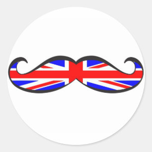 Sticker Rond Drapeau britannique Moustache