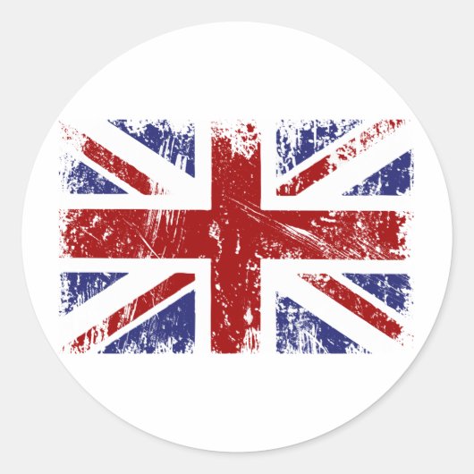 Sticker Rond Drapeau britannique Union Jack Punk Grunge (Devant)