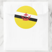Sticker Rond Drapeau Brunéien, Drapeau Brunéi (Sac)