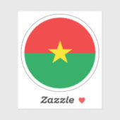 Sticker rond Drapeau Burkina Faso (Feuille)