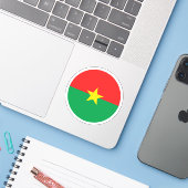 Sticker rond Drapeau Burkina Faso (Ordinateur portable avec iPhone)