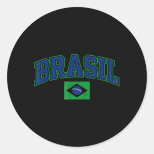 Sticker Rond Drapeau cadeau Brésil Fan brésilien vintage Samba