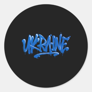 Sticker Rond Drapeau cadeau Ukraine Ukraini Kiev Ukrainien Ukra