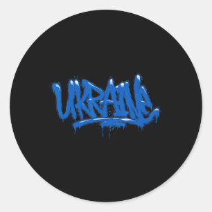 Sticker Rond Drapeau cadeau Ukraine Ukraini Kiev Ukrainien Ukra