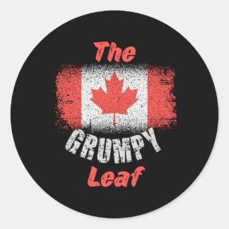 Sticker Rond Drapeau Canadien 1Er Juillet Grêle Feuille D'érabl