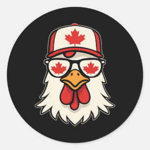 Sticker Rond Drapeau canadien de la fête du Canada Feuille d'ér