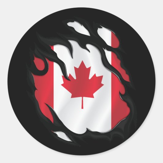 Sticker Rond Drapeau canadien déchiré (Devant)
