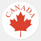 Sticker Rond Drapeau canadien rouge et blanc du Canada (Devant)